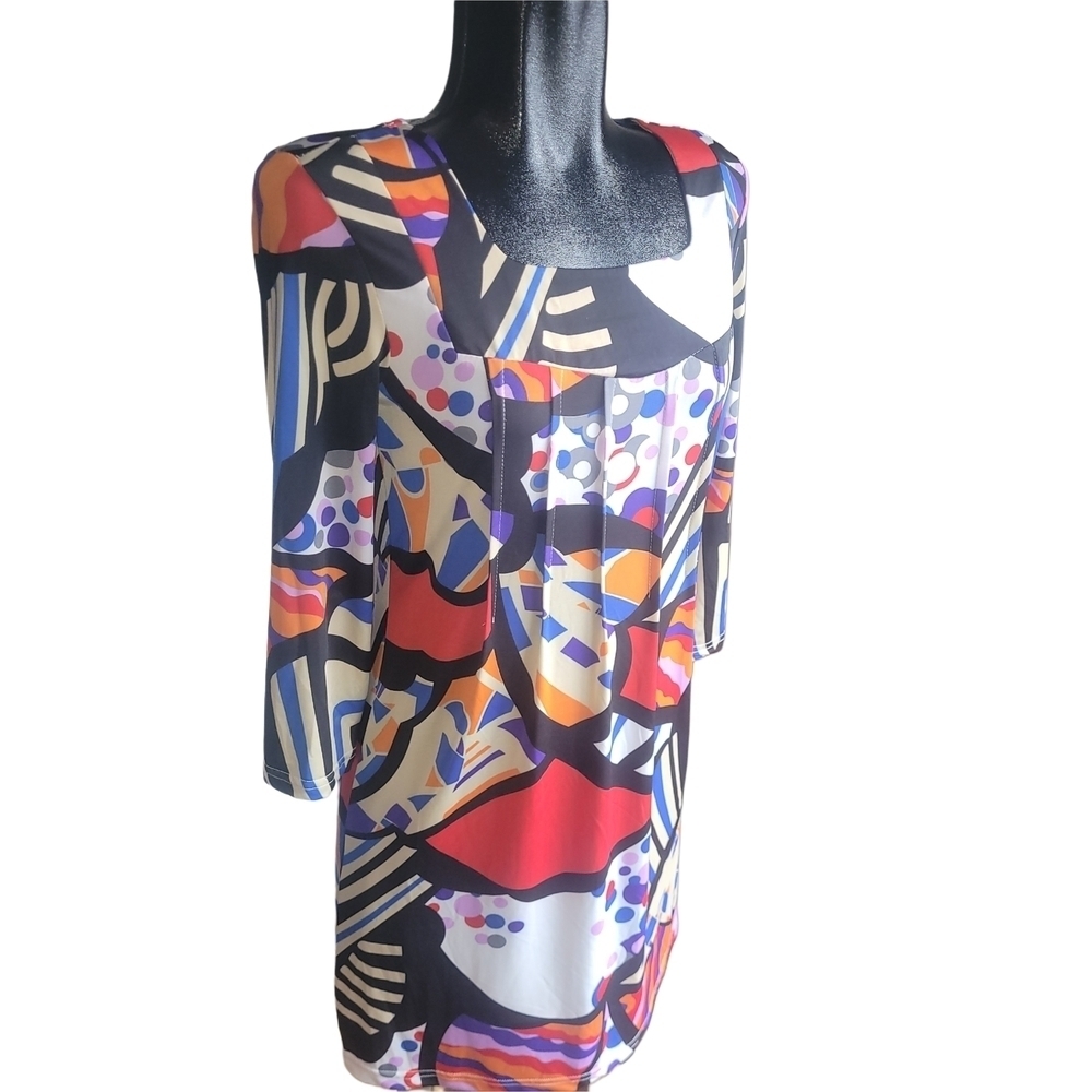 Adore Mid-length Dress In A Colorful Abstract Print - Picture 3 of 7